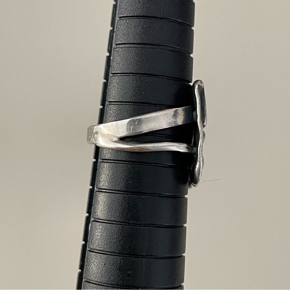 Vintage silver (unmarked sterling?) Brutalist abstract ring sz 6 - Picture 11 of 14
